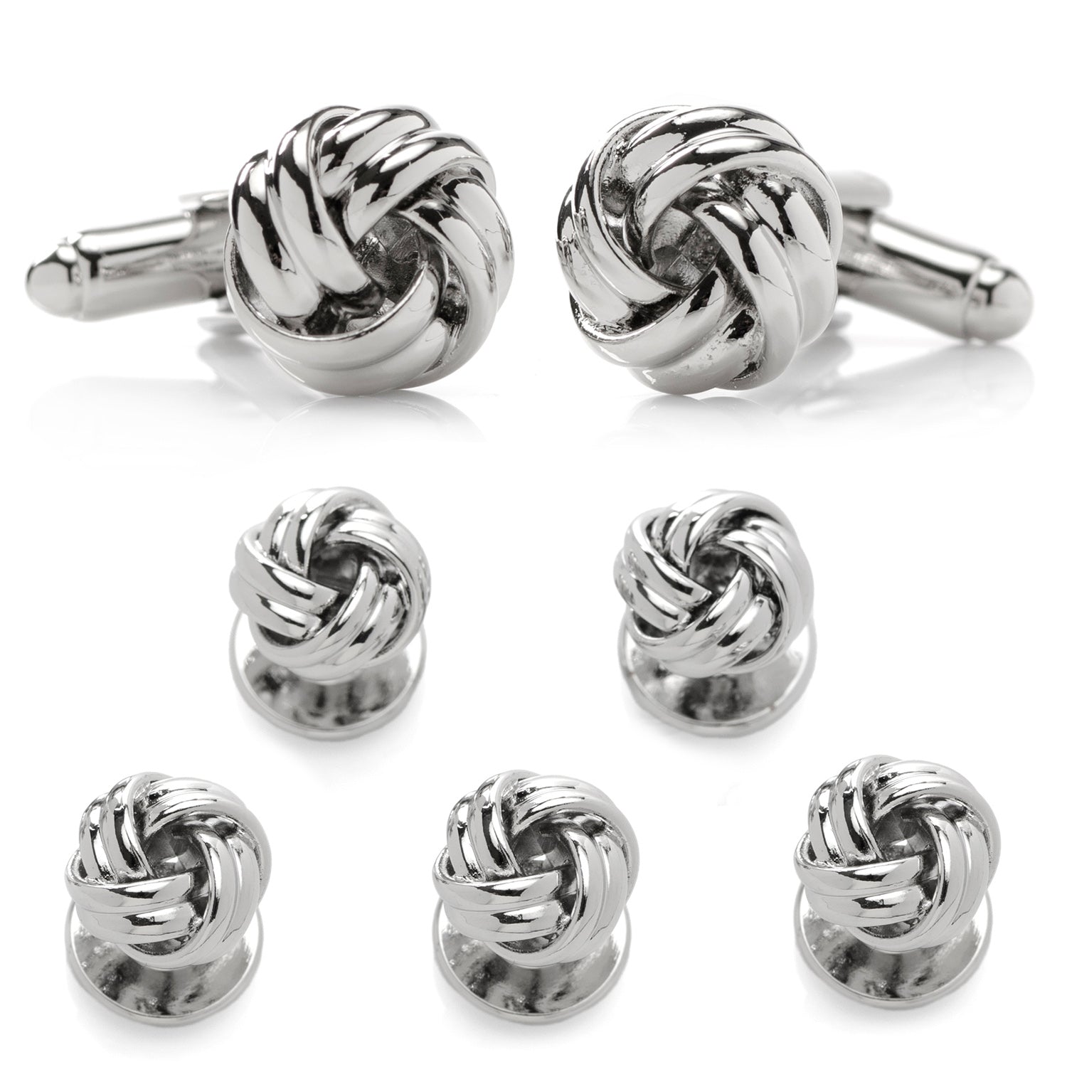  Cufflinks Silver Knot 5-Stud Set - Default Title - Bonton