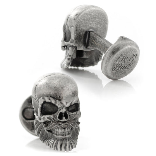 Stainless Steel Mustache Skull Cufflinks