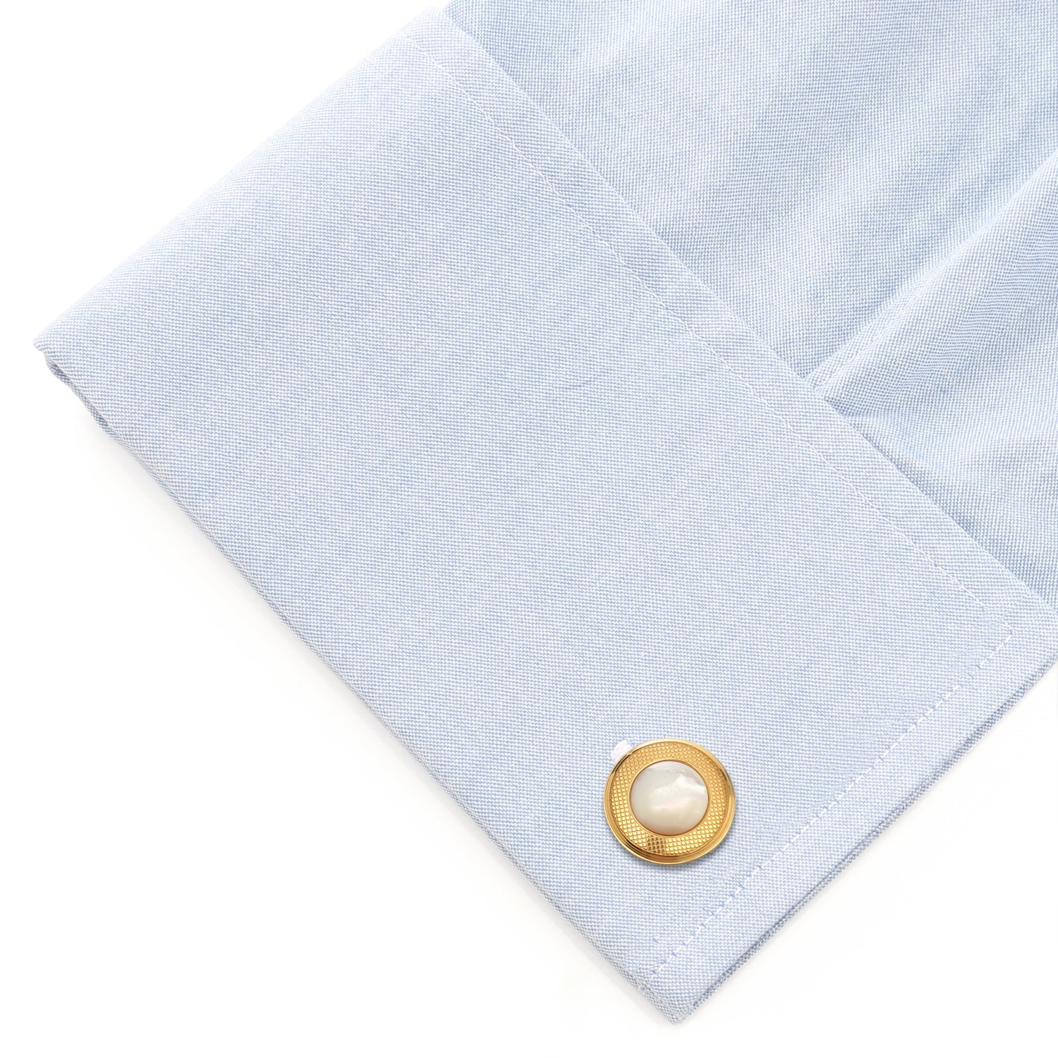  Cufflinks Mother of Pearl Round Gold Stainless Steel Cufflinks - Default Title - Bonton