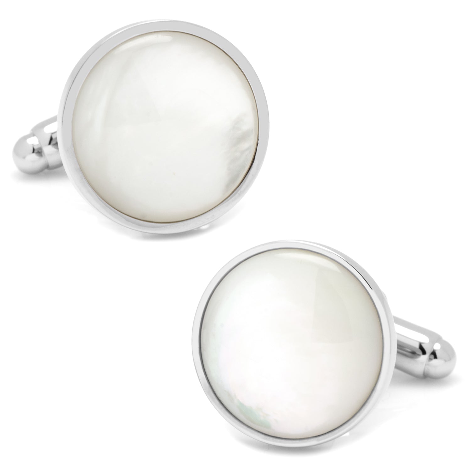  Cufflinks Silver and Mother of Pearl 5-Stud Set - Default Title - Bonton