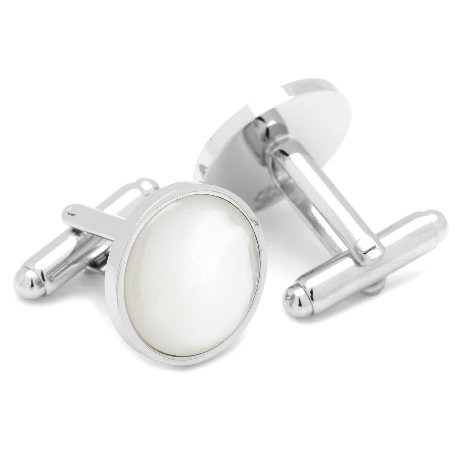  Cufflinks Silver and Mother of Pearl 5-Stud Set - Default Title - Bonton