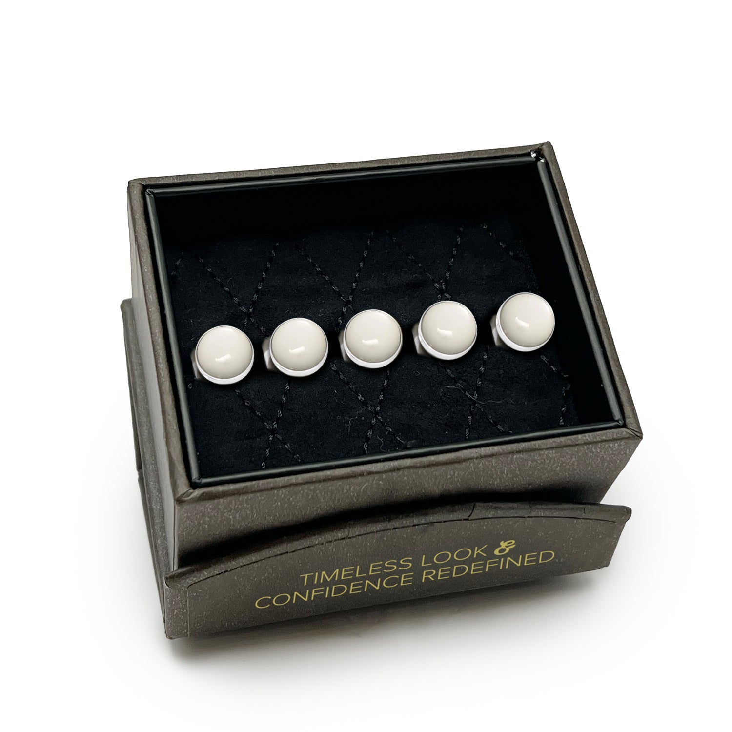  Cufflinks Silver and Mother of Pearl 5-Studs - Default Title - Bonton