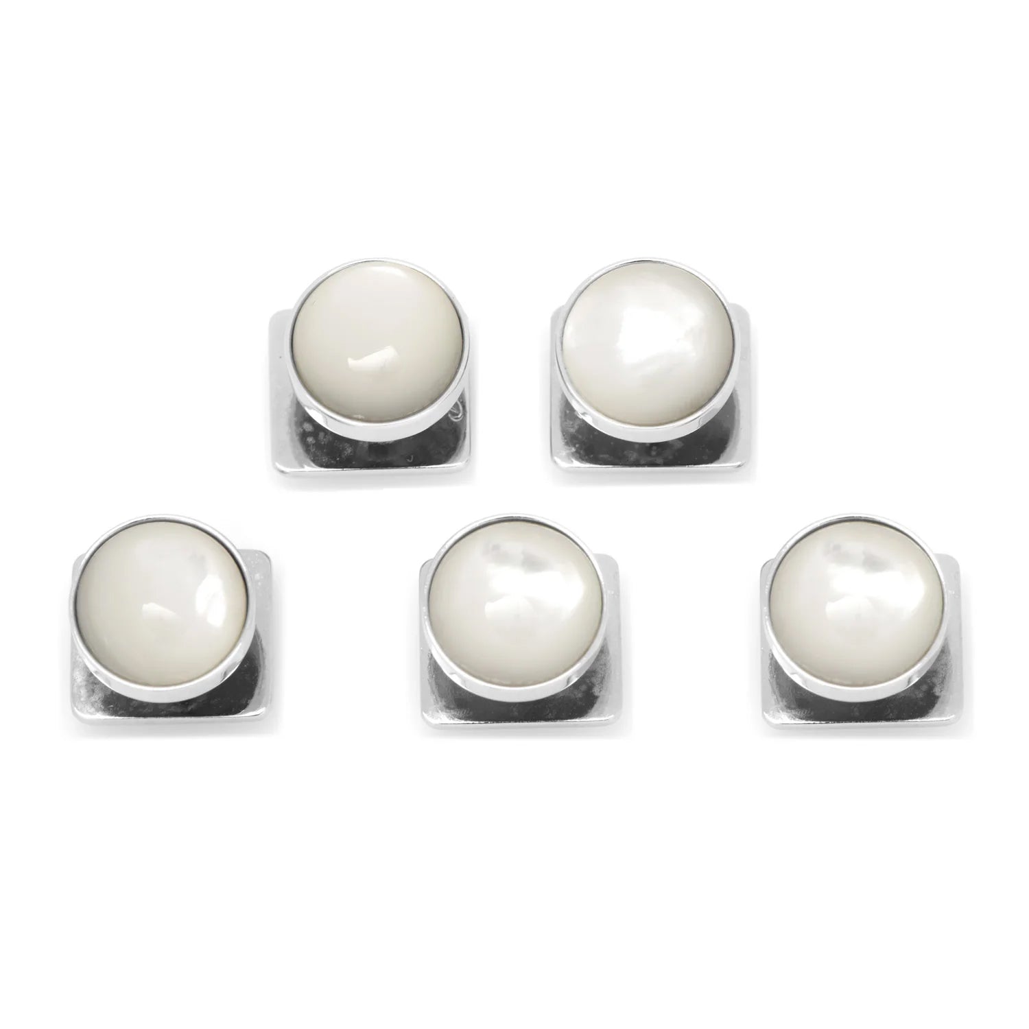  Cufflinks Silver and Mother of Pearl 5-Studs - Default Title - Bonton