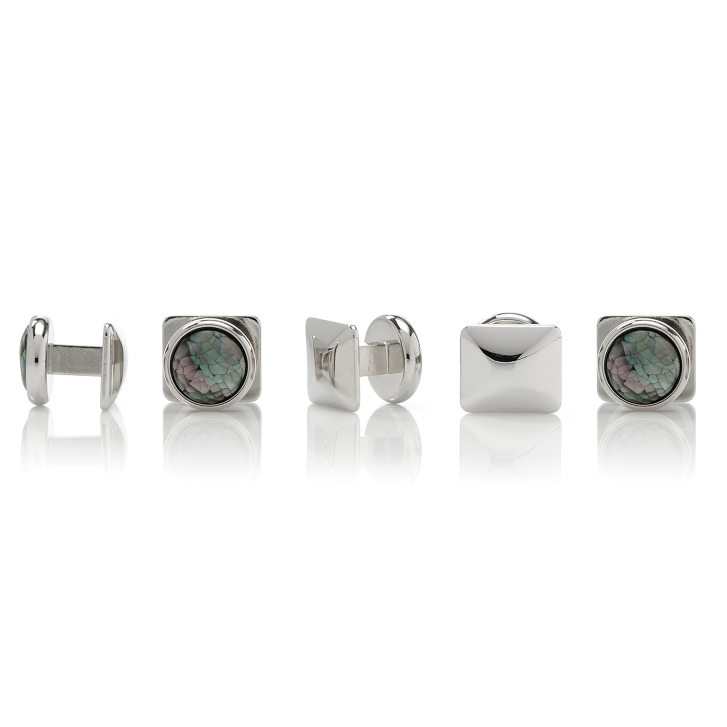  Cufflinks Mosaic Smoke Mother of Pearl 5-Studs - Default Title - Bonton