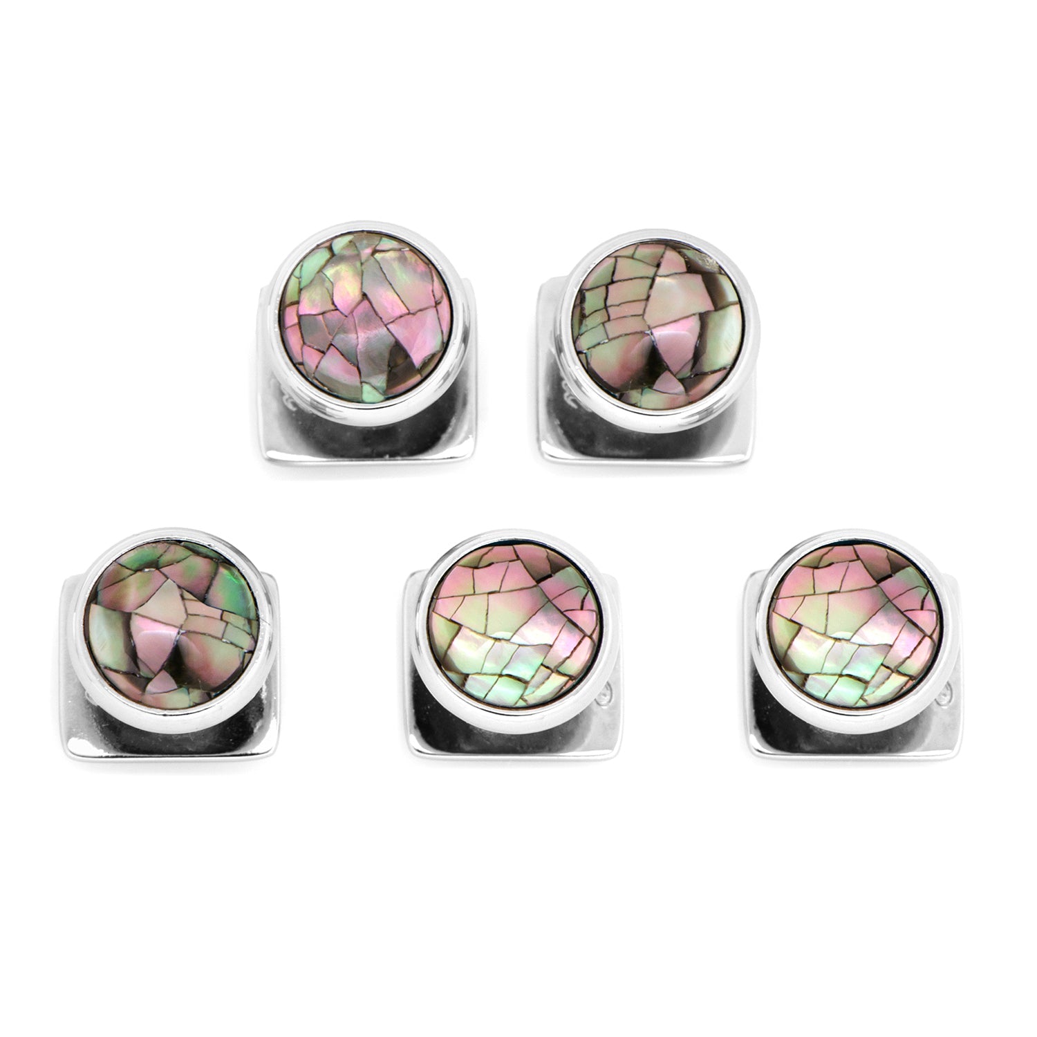  Cufflinks Mosaic Smoke Mother of Pearl 5-Studs - Default Title - Bonton