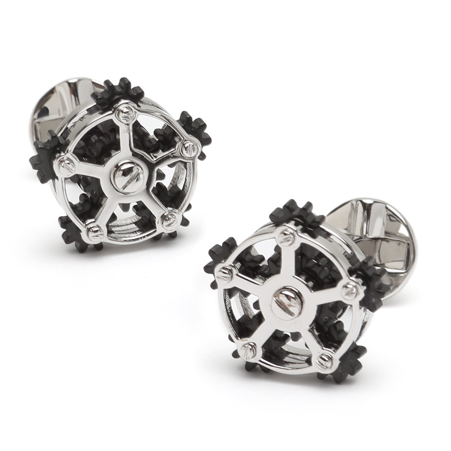  Cufflinks Rotating Gear Cufflinks - Default Title - Bonton