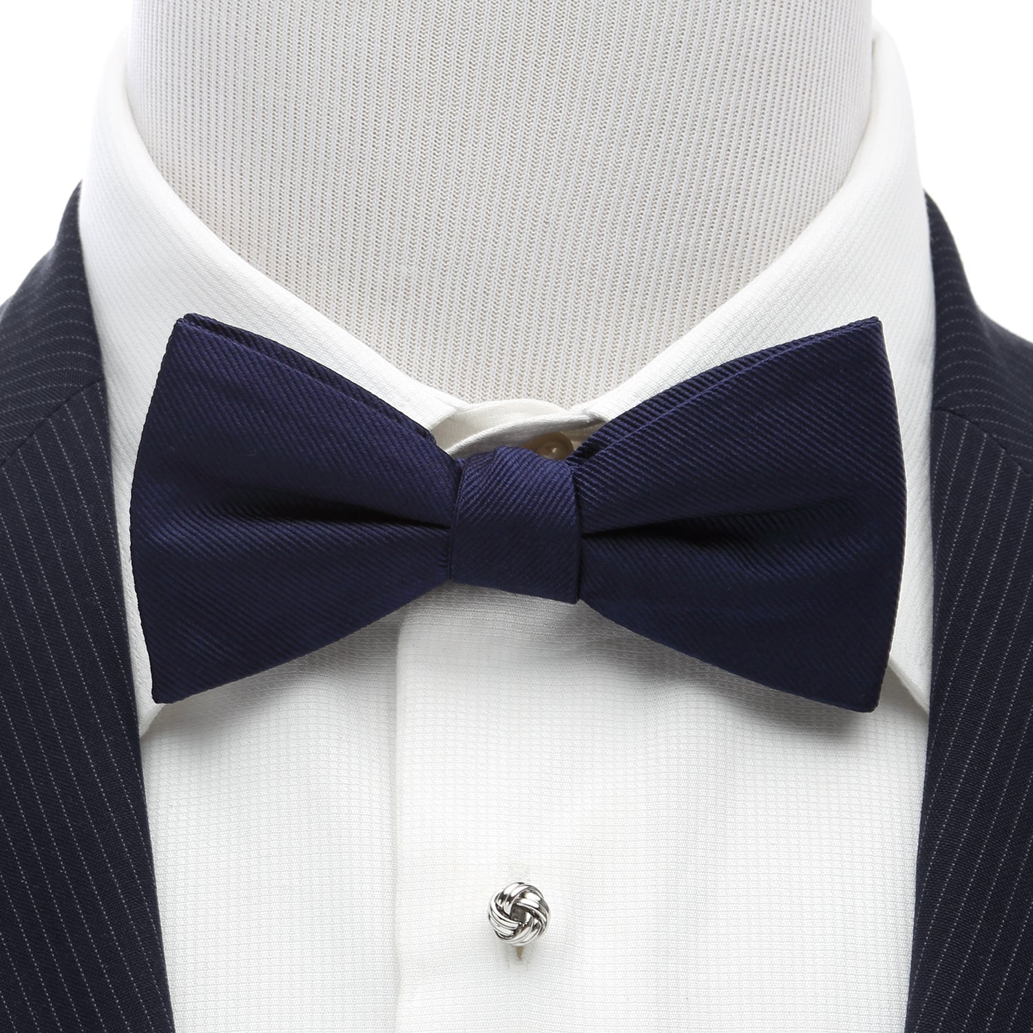  Cufflinks Navy Silk Bow Tie - Default Title - Bonton