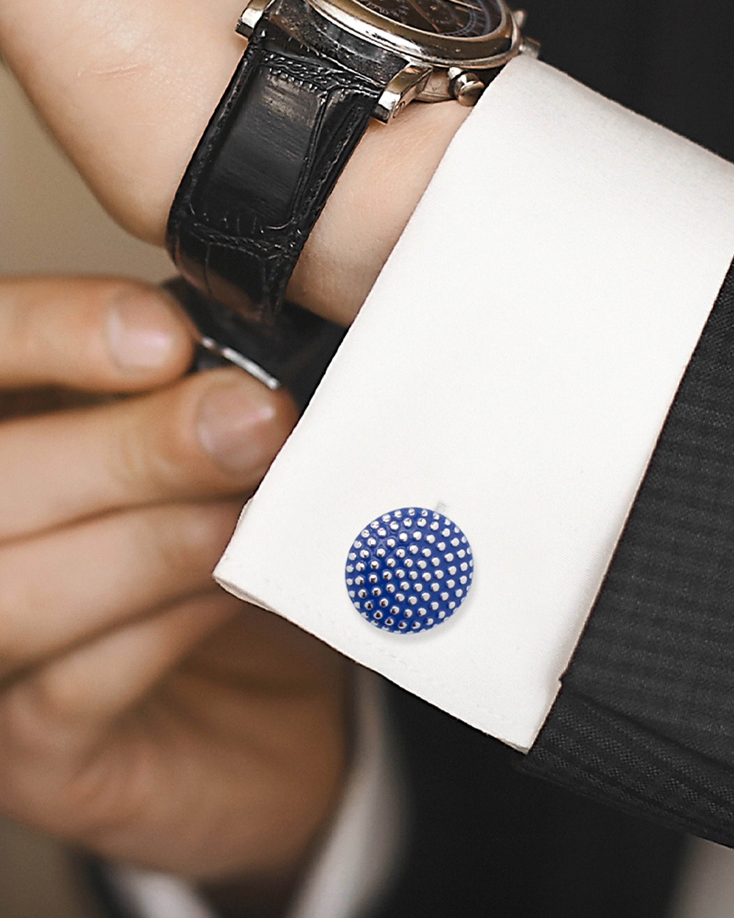  Cufflinks Navy Circle Dot Texture Cufflinks - Default Title - Bonton