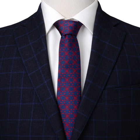 Navy/Red Patterned Men's Tie