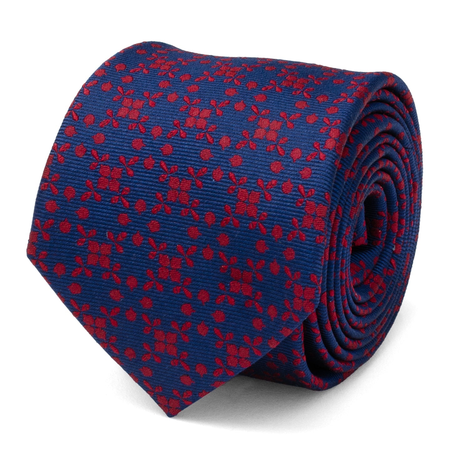  Cufflinks Navy/Red Patterned Men's Tie - Default Title - Bonton