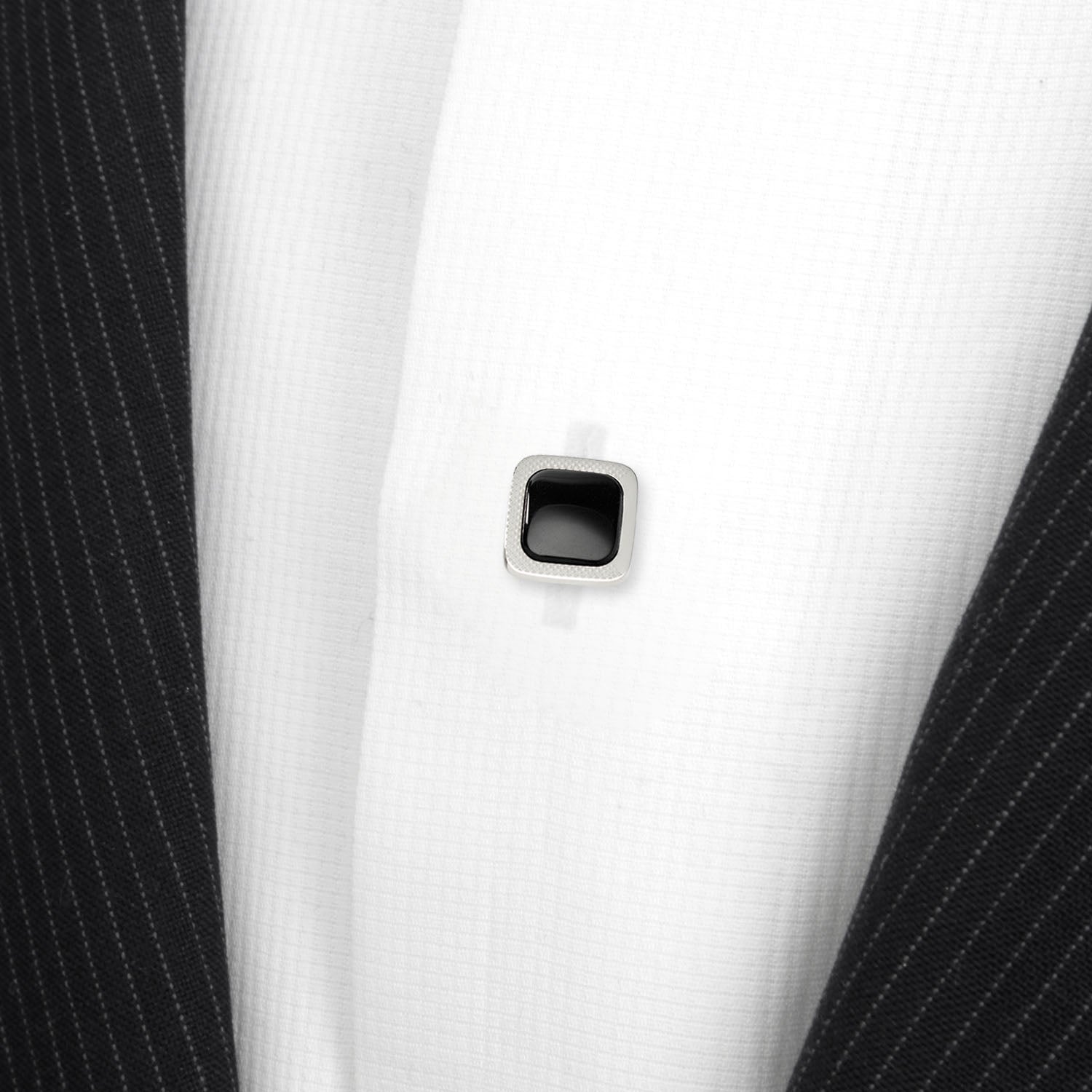  Cufflinks Onyx Cushion Stainless Steel 5-Studs - Default Title - Bonton