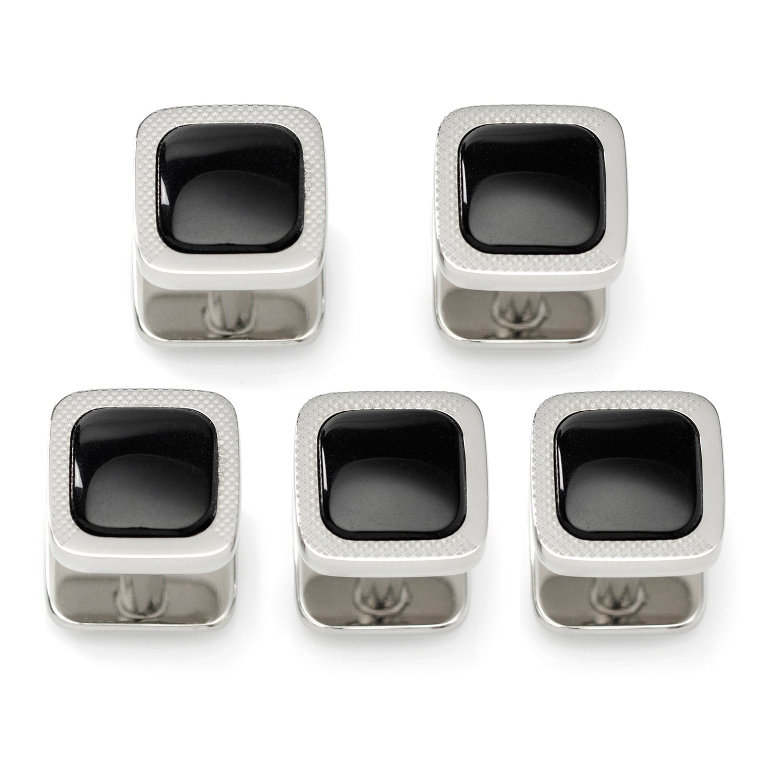  Cufflinks Onyx Cushion Stainless Steel 5-Studs - Default Title - Bonton