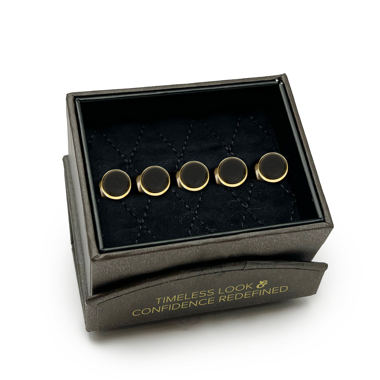  Cufflinks Gold and Onyx 5-Studs - Default Title - Bonton