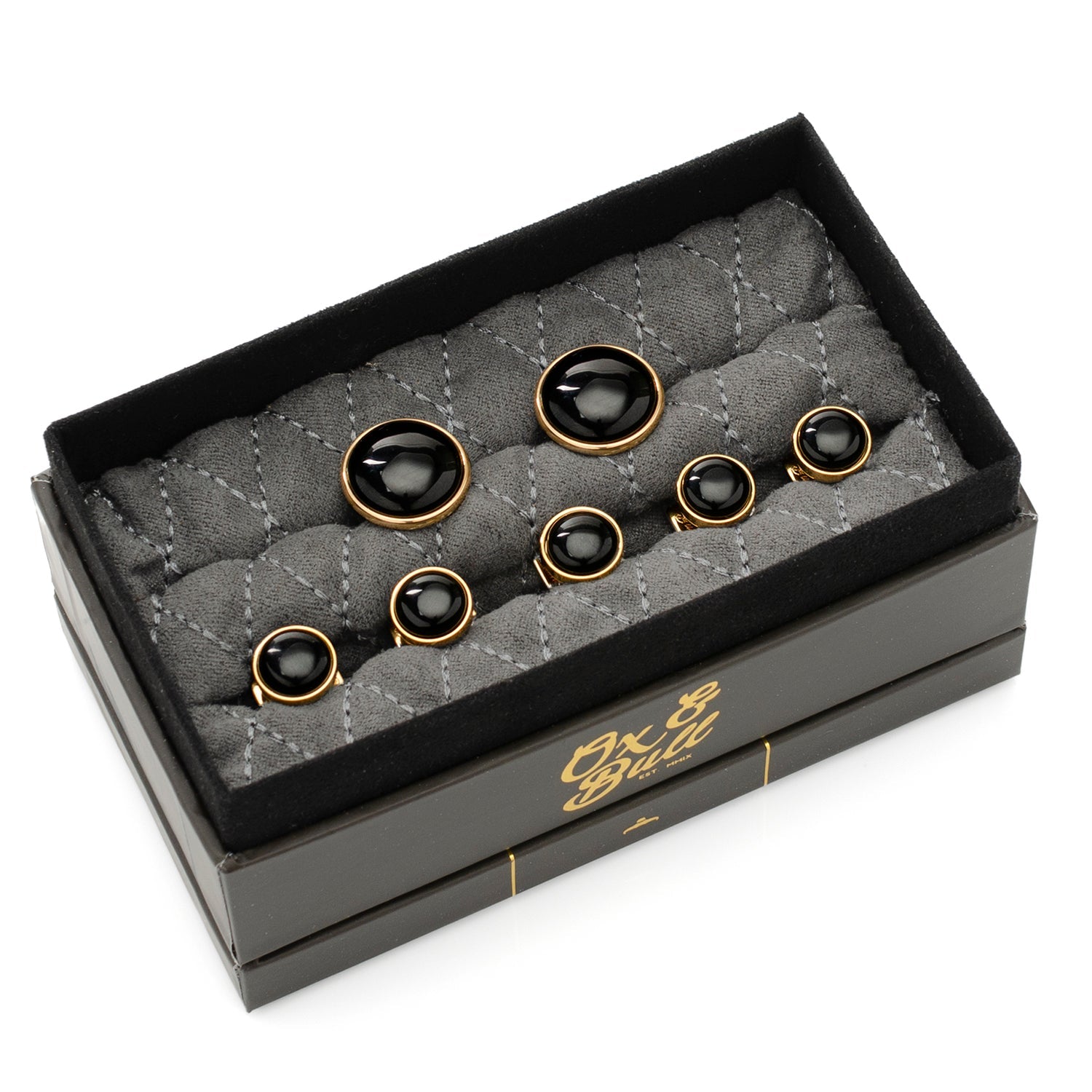  Cufflinks Gold and Onyx 5-Stud Set - Default Title - Bonton