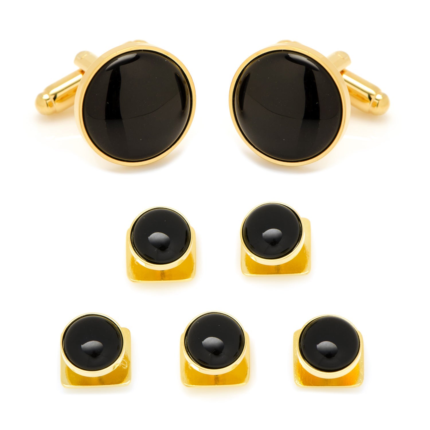  Cufflinks Gold and Onyx 5-Stud Set - Default Title - Bonton