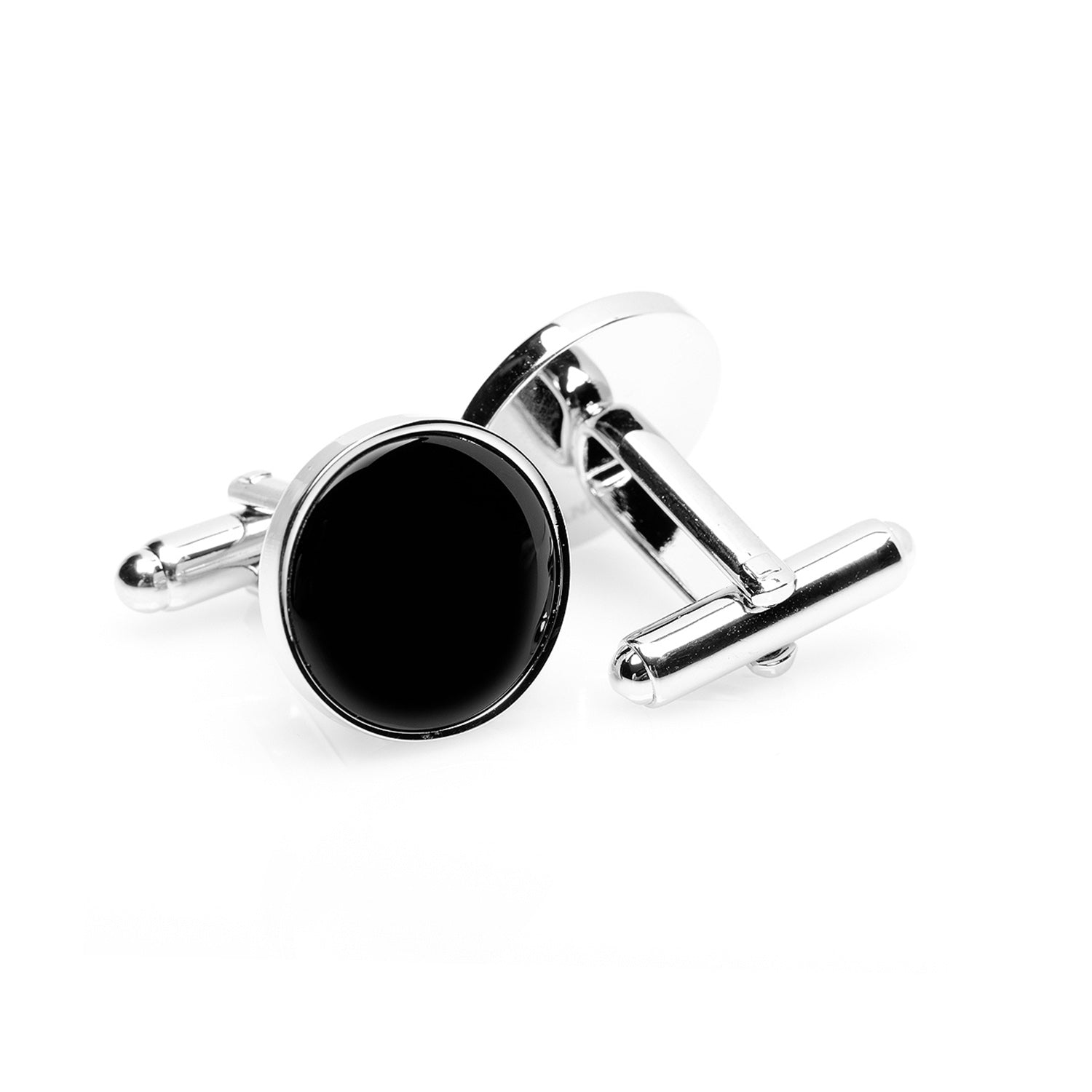  Cufflinks Silver and Onyx Cufflinks - Default Title - Bonton