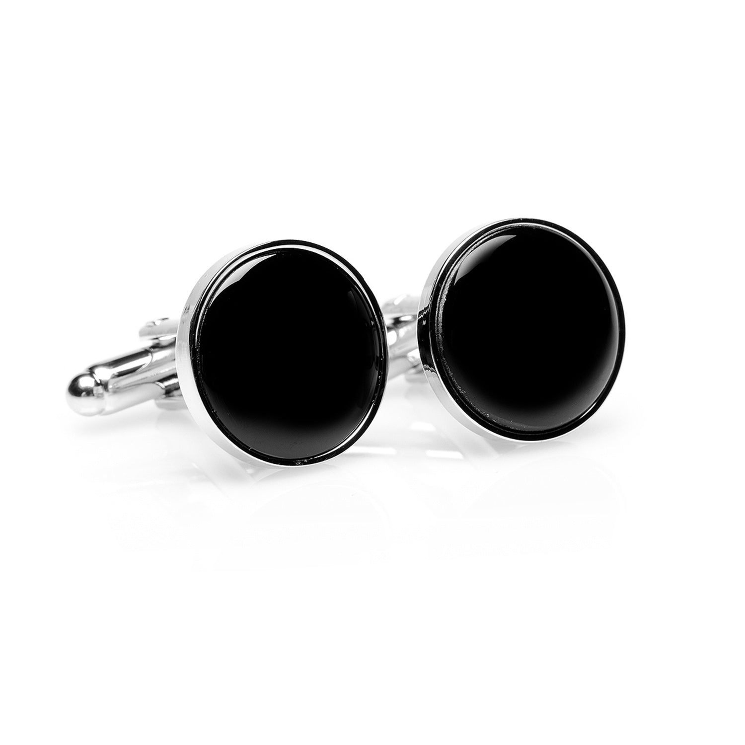  Cufflinks Silver and Onyx Cufflinks - Default Title - Bonton