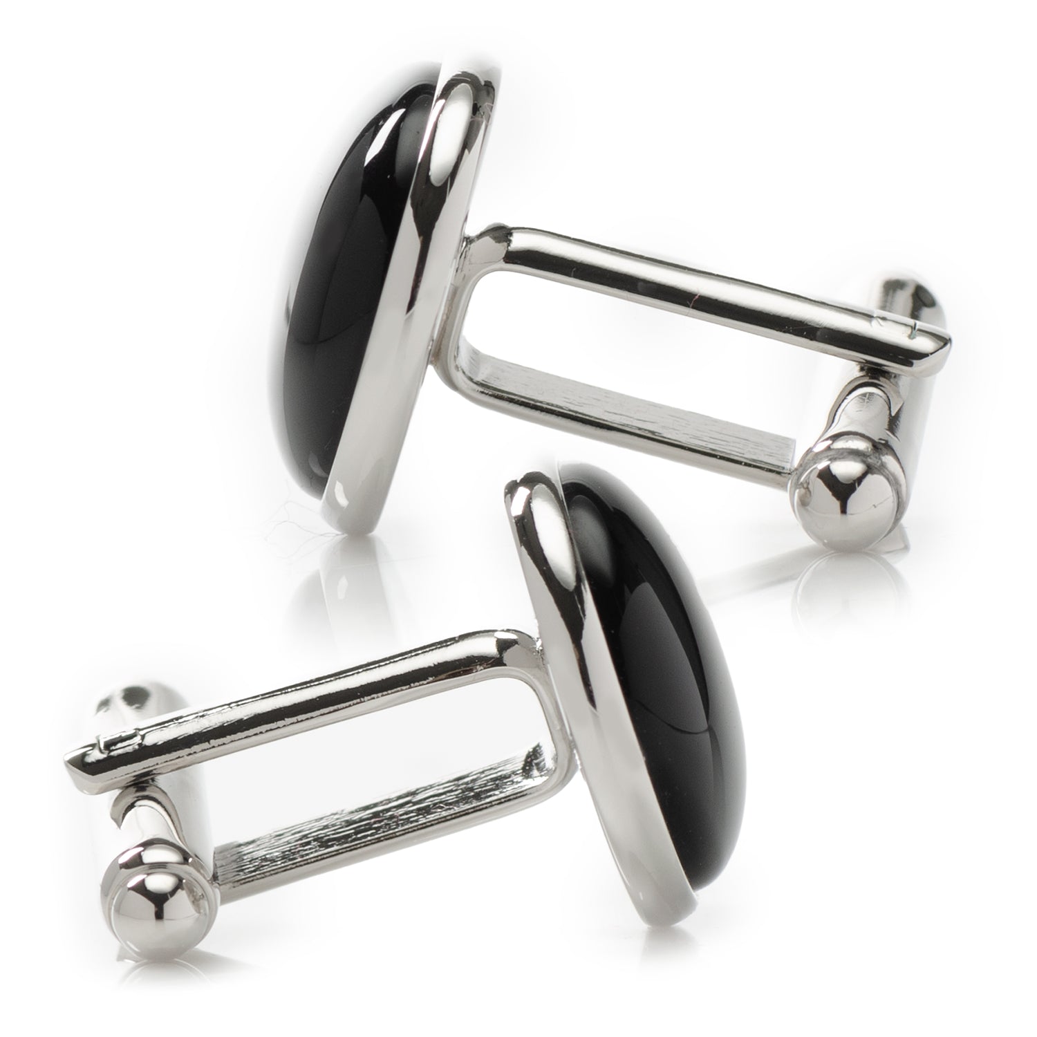  Cufflinks Silver and Onyx Cufflinks - Default Title - Bonton