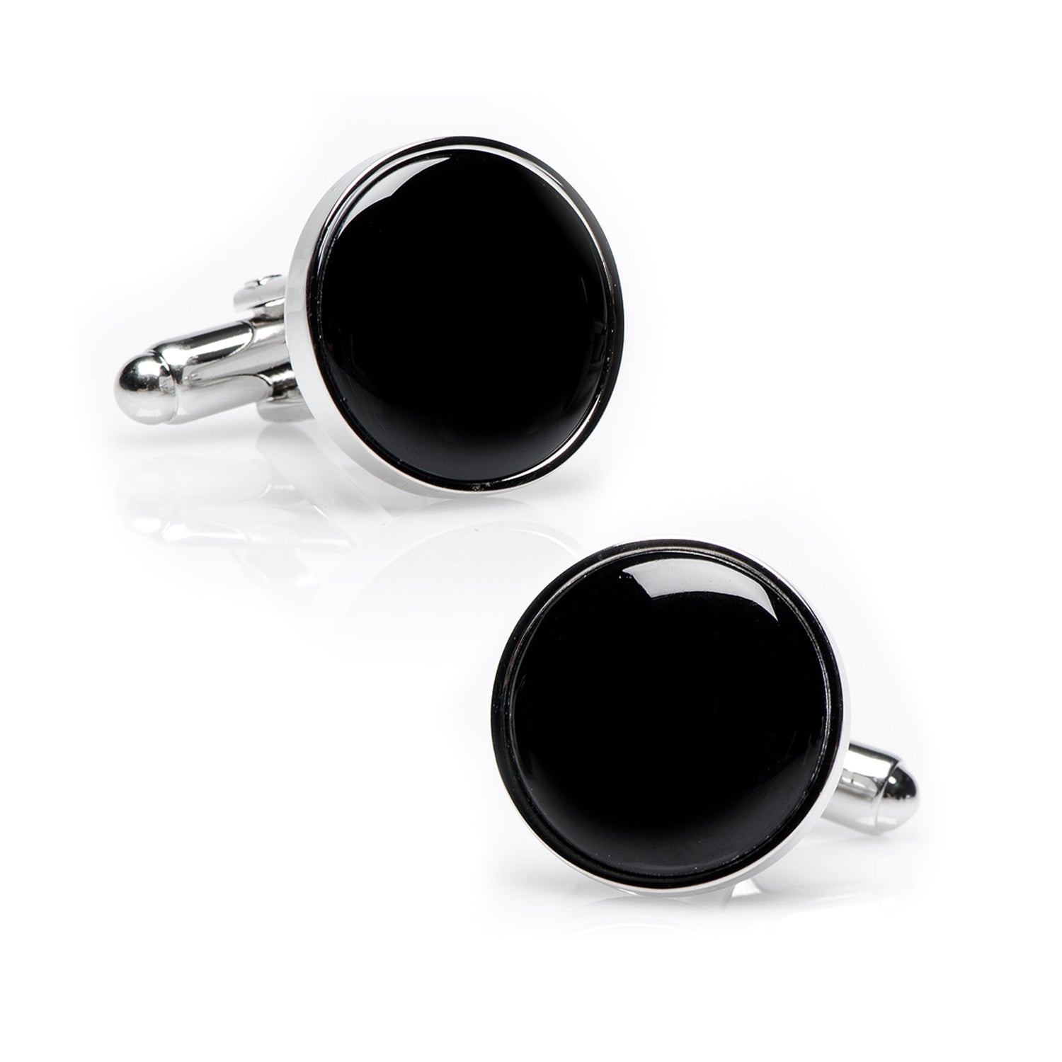  Cufflinks Silver and Onyx Cufflinks - Default Title - Bonton