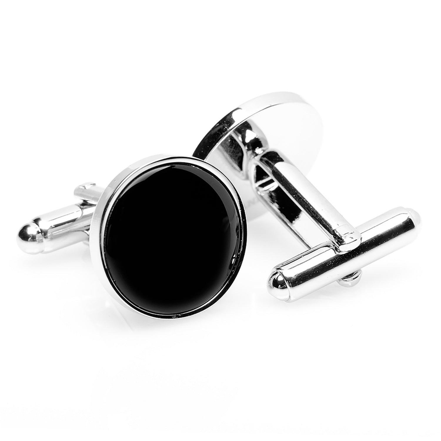  Cufflinks Silver and Onyx 5-Stud Set - Default Title - Bonton