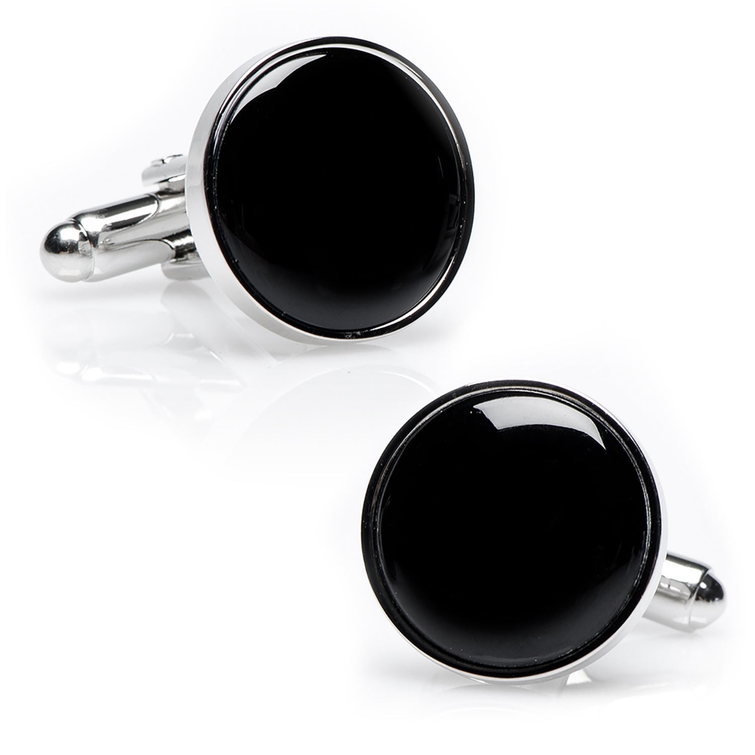  Cufflinks Silver and Onyx 5-Stud Set - Default Title - Bonton