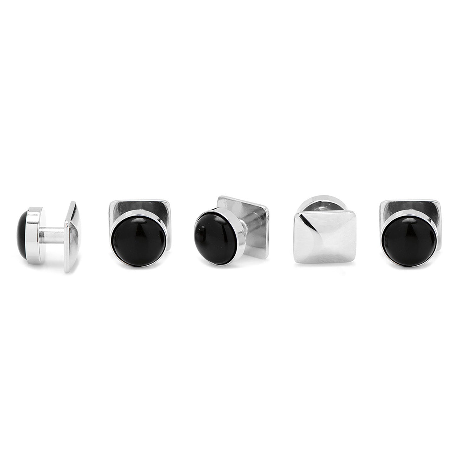  Cufflinks Silver and Onyx 5-Studs - Default Title - Bonton