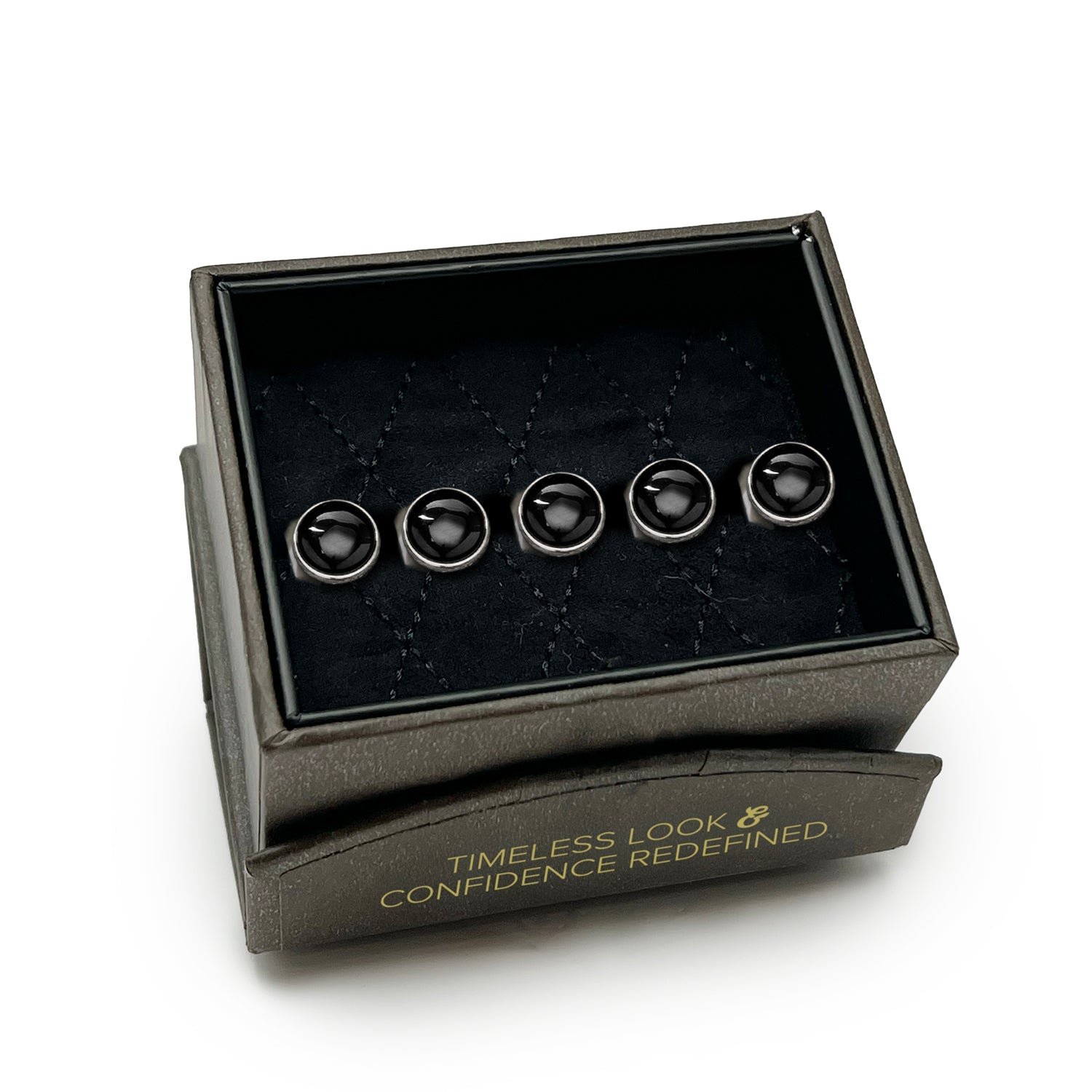  Cufflinks Silver and Onyx 5-Studs - Default Title - Bonton