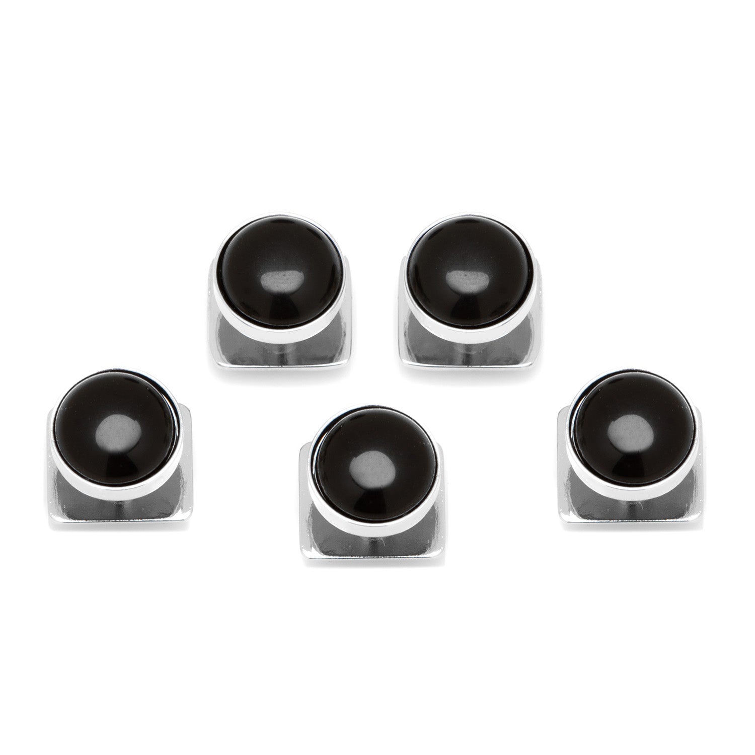  Cufflinks Silver and Onyx 5-Studs - Default Title - Bonton