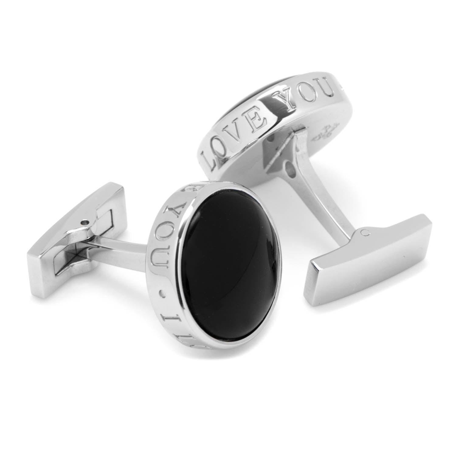  Cufflinks Onyx I Love You Stainless Steel Cufflinks - Default Title - Bonton