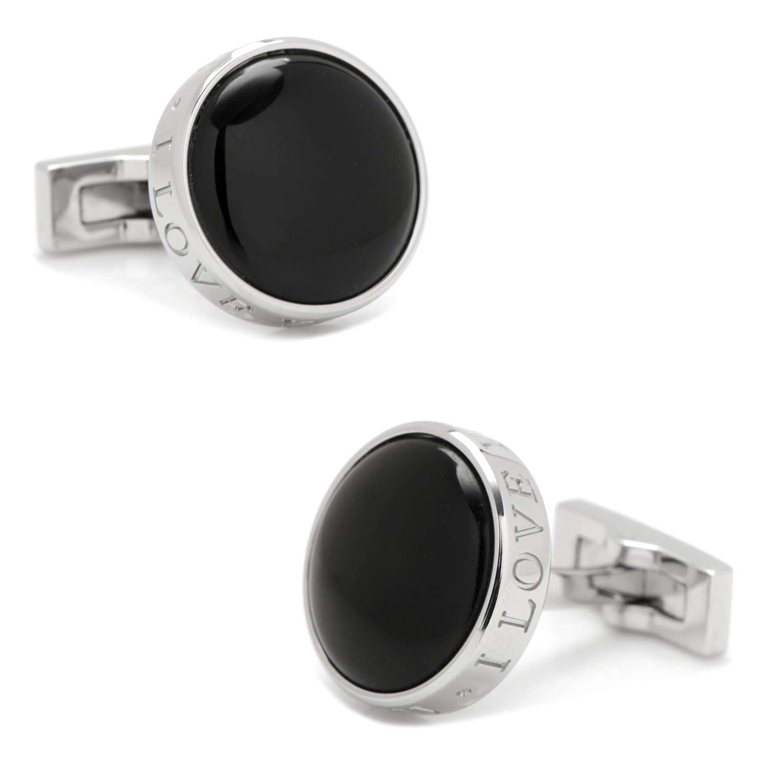  Cufflinks Onyx I Love You Stainless Steel Cufflinks - Default Title - Bonton