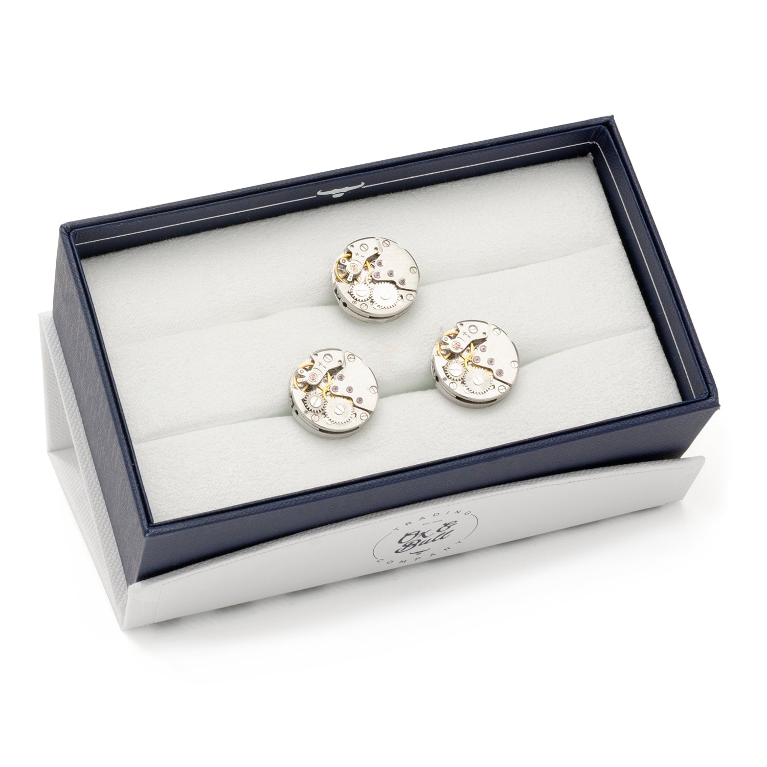  Cufflinks Open Edge Skeleton Watch Movement Cufflinks and Lapel Pin Gift Set - Default Title - Bonton