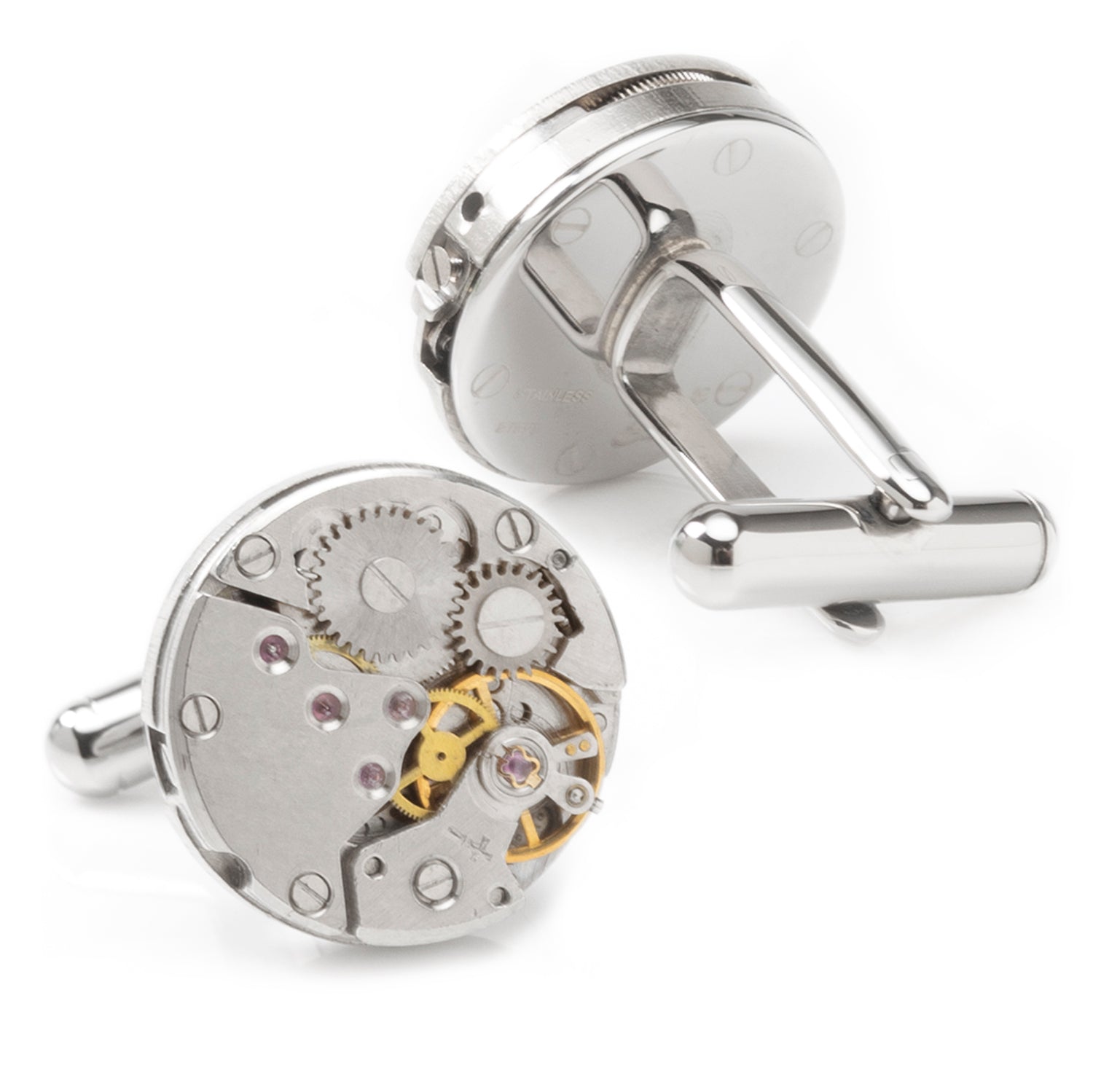  Cufflinks Open Edge Skeleton Watch Movement Cufflinks - Default Title - Bonton