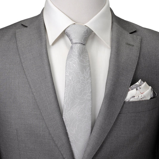 Floral Gray Men's Tie