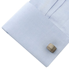 Stainless Steel Gunmetal Tartan Plaid Cufflinks