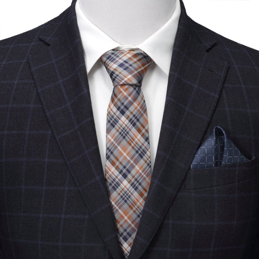 Gray Plaid Men's Tie