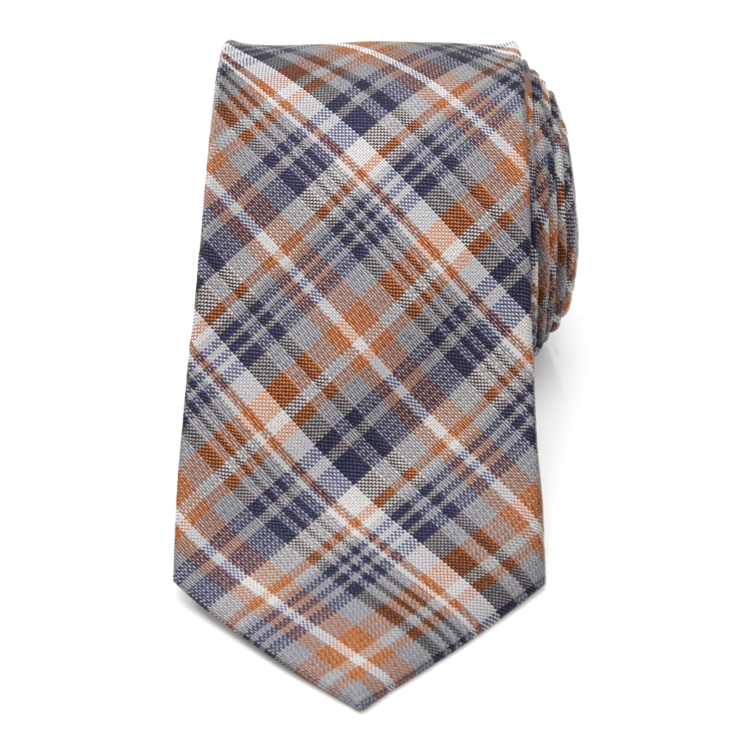  Cufflinks Gray Plaid Men's Tie - Default Title - Bonton