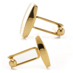 Stainless Steel Gold Tartan Plaid Cufflinks