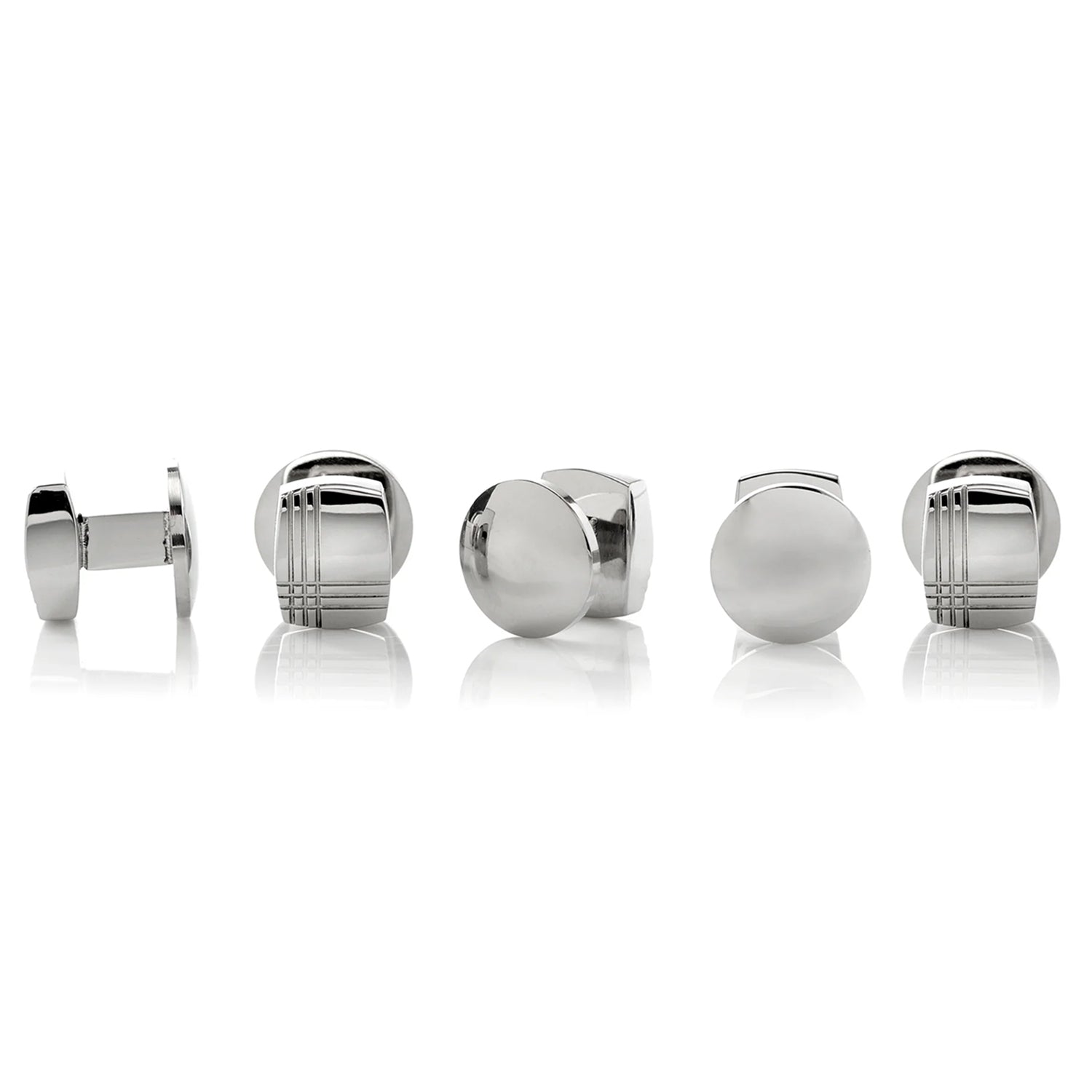  Cufflinks Stainless Steel Tartan Plaid 5-Stud Set - Default Title - Bonton