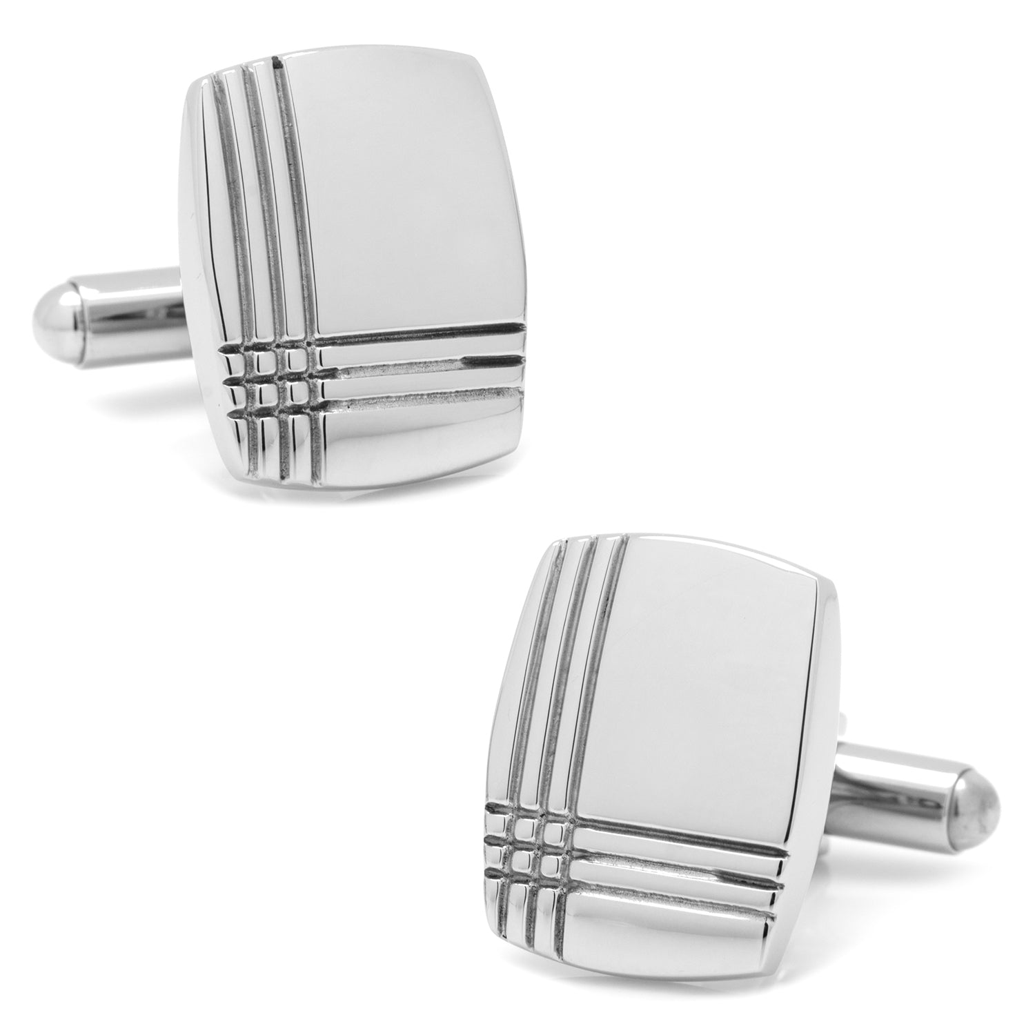  Cufflinks Stainless Steel Tartan Plaid 5-Stud Set - Default Title - Bonton