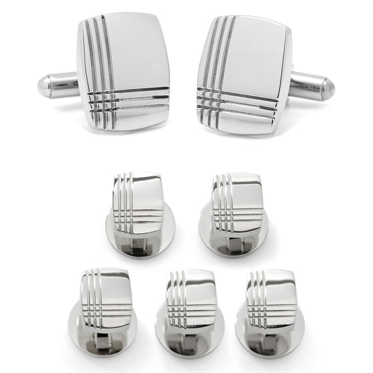 Stainless Steel Tartan Plaid 5-Stud Set