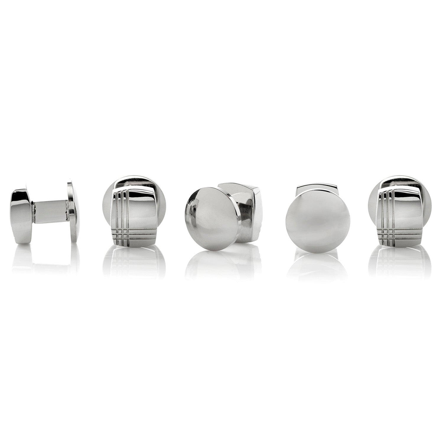  Cufflinks Stainless Steel Tartan Plaid 5-Studs - Default Title - Bonton