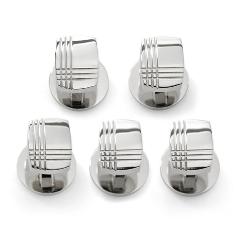 Stainless Steel Tartan Plaid 5-Studs