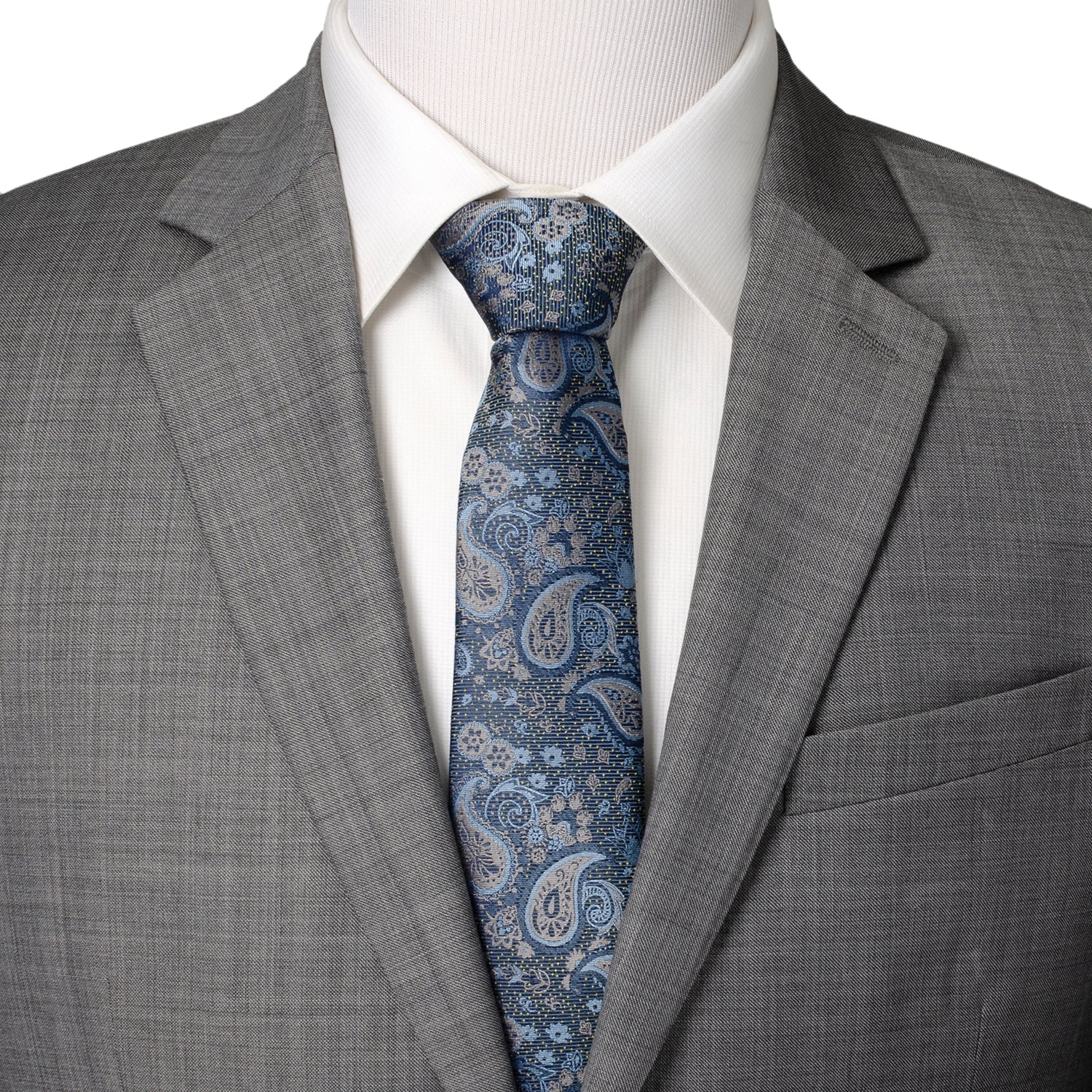  Cufflinks Blue & Gray Paisley Men's Tie - Default Title - Bonton