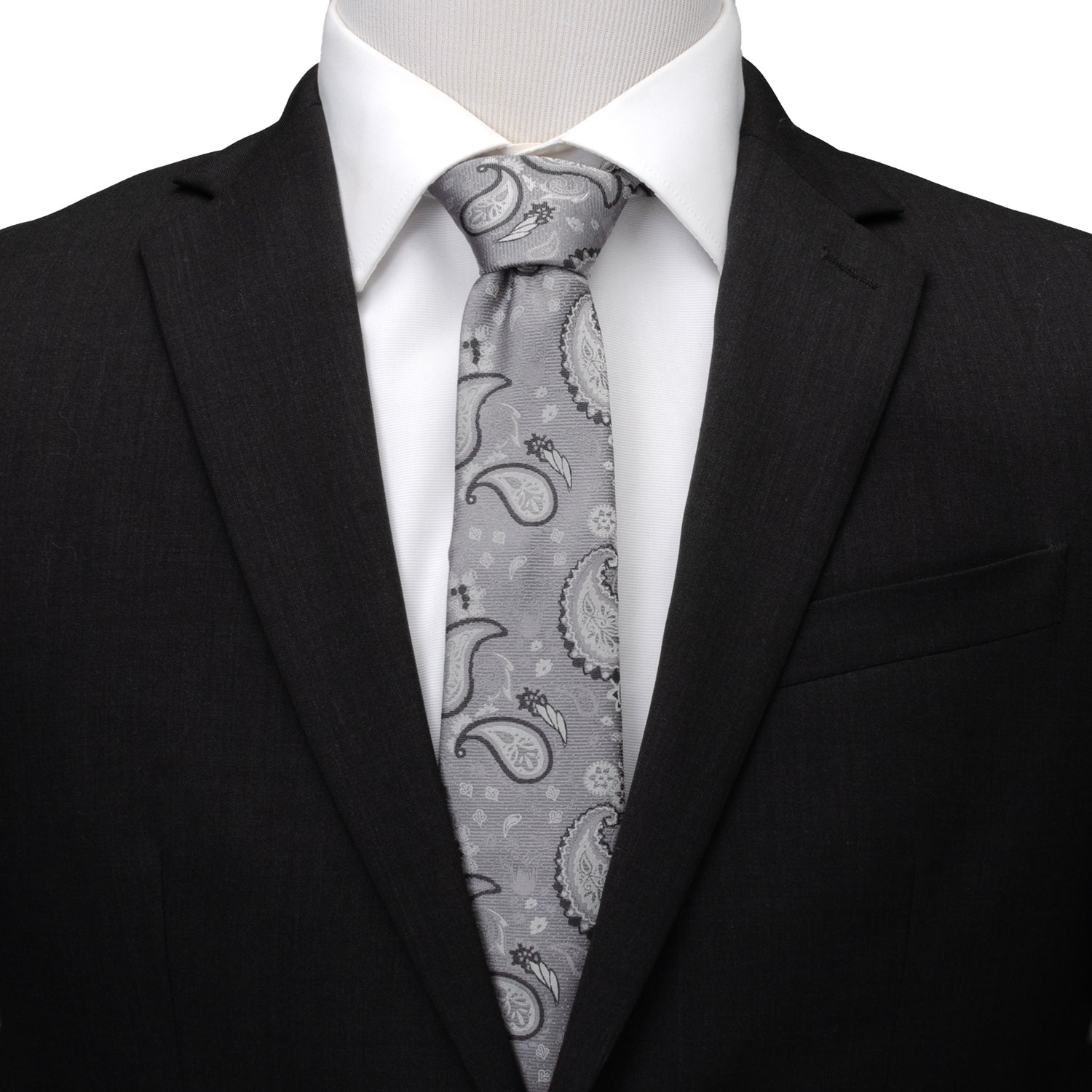  Cufflinks Gray Paisley Men's Tie - Default Title - Bonton