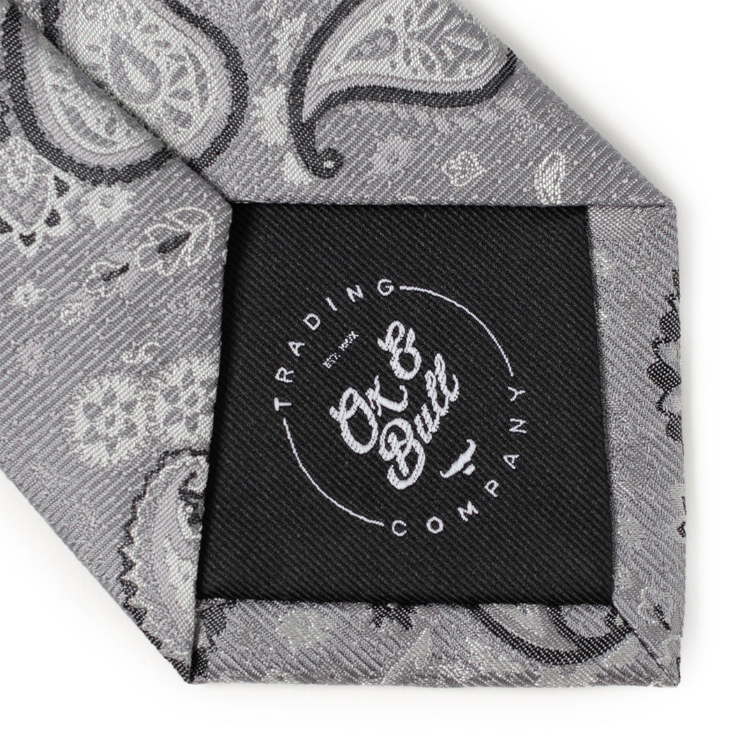  Cufflinks Gray Paisley Men's Tie - Default Title - Bonton