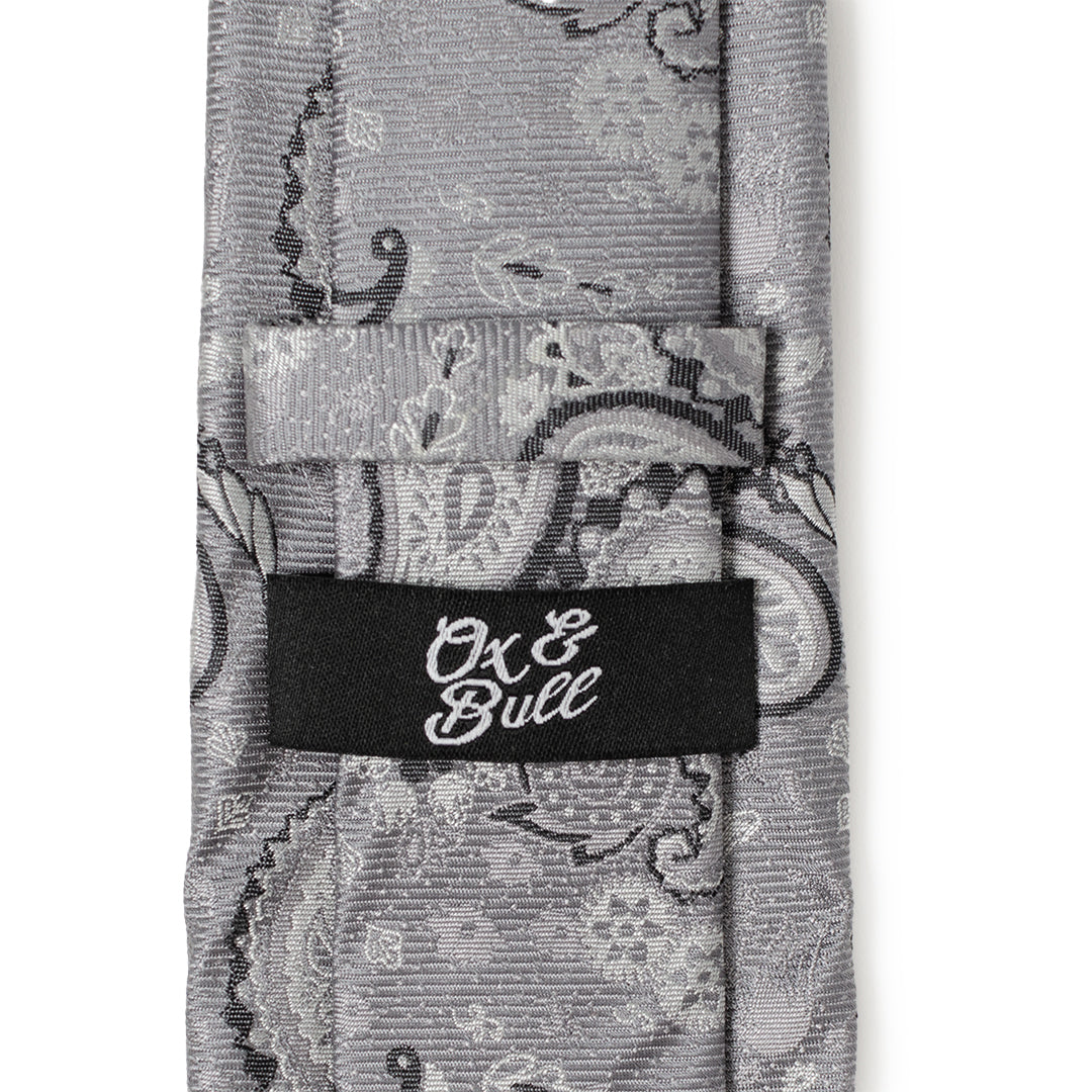  Cufflinks Gray Paisley Men's Tie - Default Title - Bonton