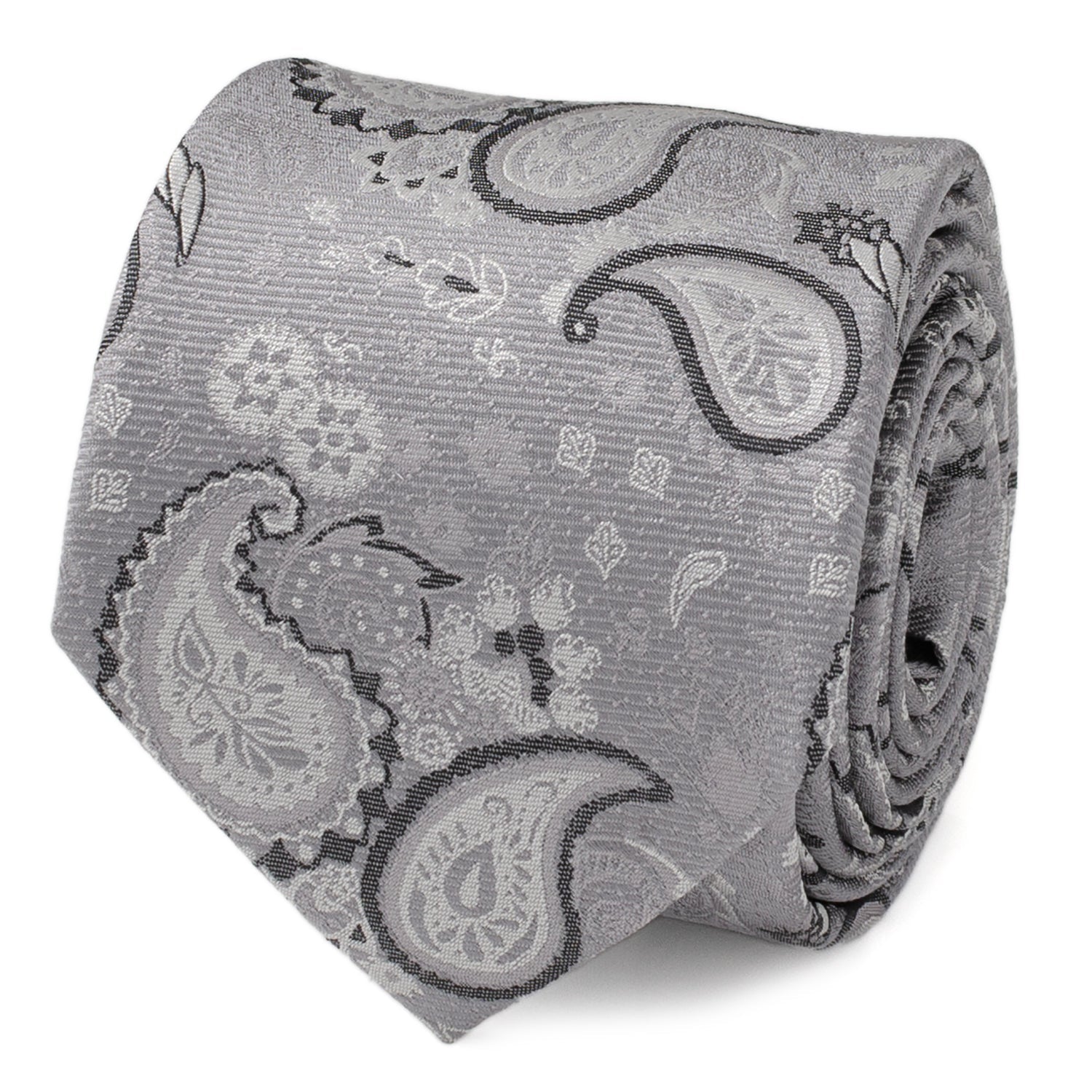  Cufflinks Gray Paisley Men's Tie - Default Title - Bonton