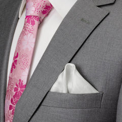 Soft Floral Gray Silk Men's Pocket Square