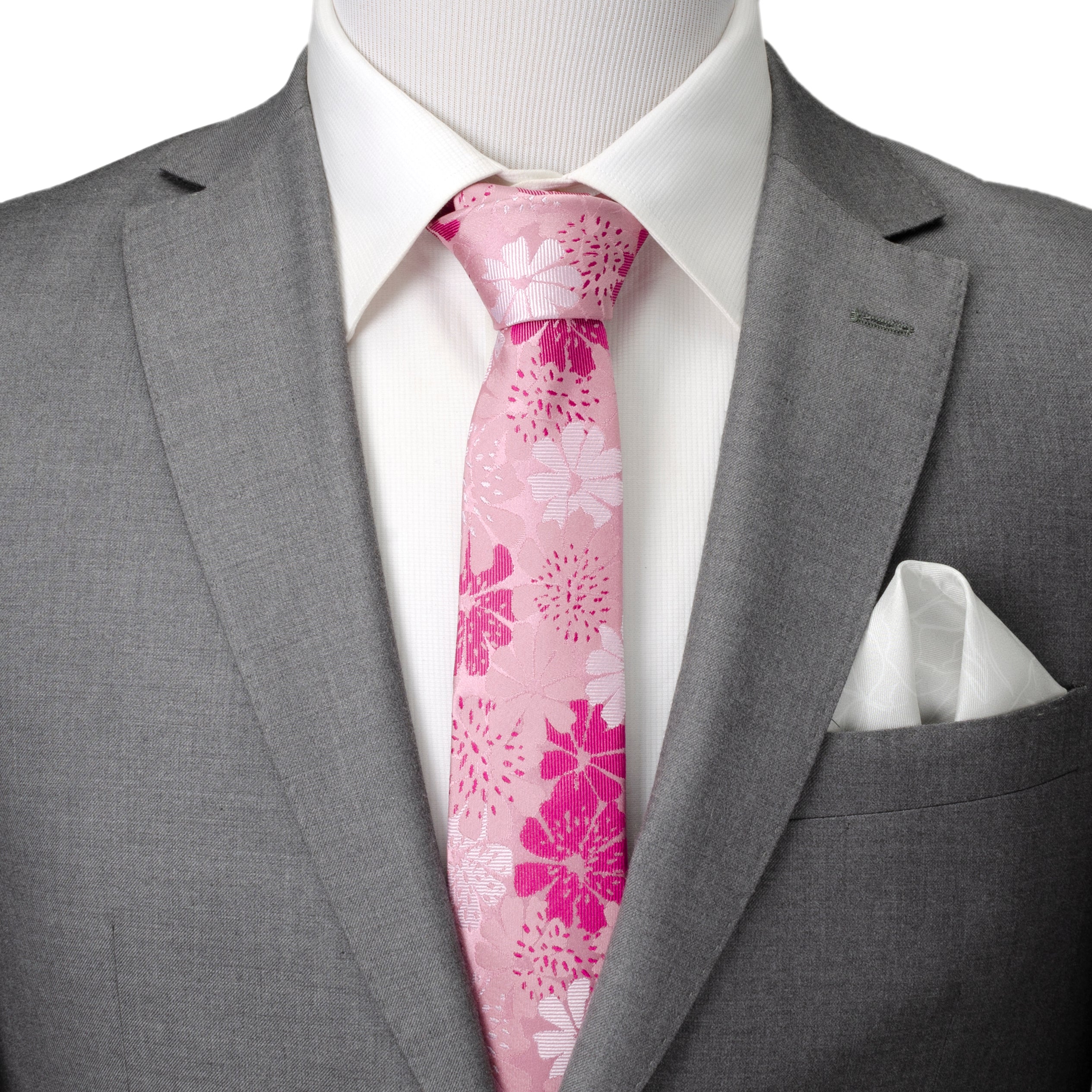  Cufflinks Pink Floral Men's Tie - Default Title - Bonton