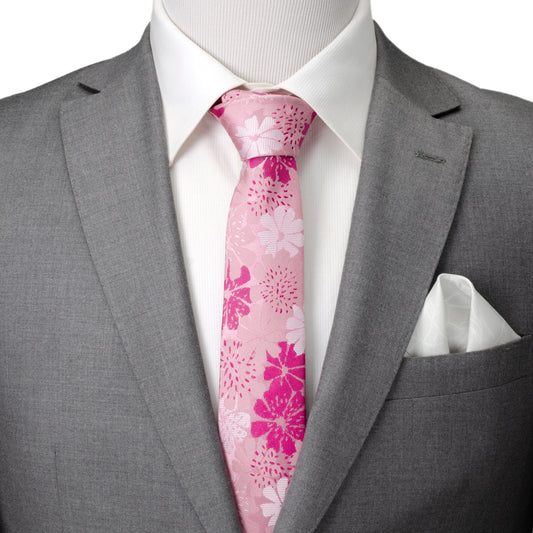 Pink Floral Men's Tie